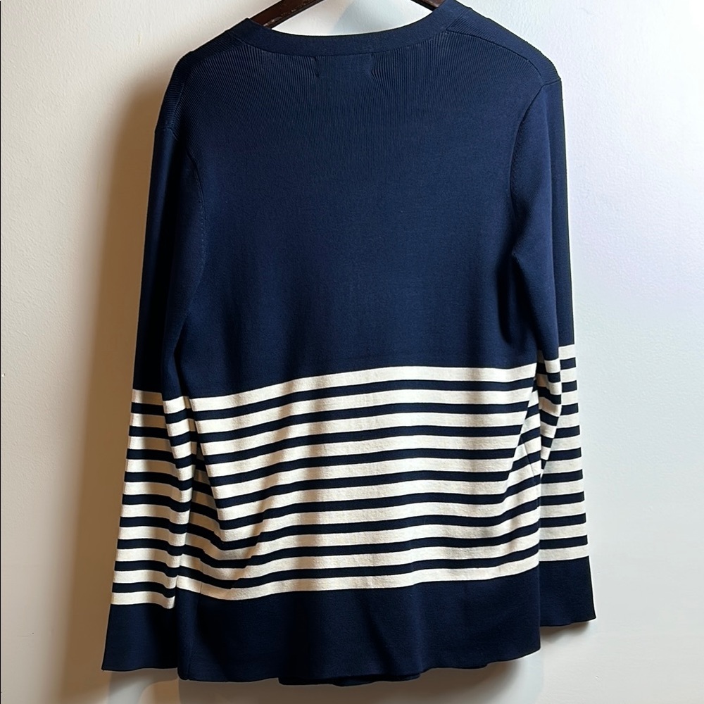 Lauren Ralph Lauren Blue and White Button Down Tank Top with Cardigan - Picture 13 of 16